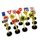 15 Pieces WOODEN TRAFFIC ROAD SIGNS Educational Toys Kids Pretend Play Toys