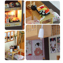 DIY Wooden Miniature Doll House Kit with Lights - Sakura Sushi Restaurant