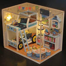 DIY Wooden Miniature Doll House Kit with Lights & Dust Cover - Charles's Room
