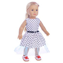 Cute Polka Dot Dress Skirt with Belt Set for 18inch American Girl My Life Dolls Clothes Outfits Party Gown Clothing Black