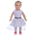 Cute Polka Dot Dress Skirt with Belt Set for 18inch American Girl My Life Dolls Clothes Outfits Party Gown Clothing Black