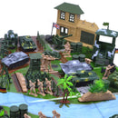 Plastic Action Figures Army Men Soldier Playset with Scaled Vehicles - 130 Pieces