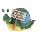 Exquisite Resin Holding Sign Shaking Eyes Snail Home Garden Decorative Craft Lawn Statues-Slow Down and Enjoy The Garden
