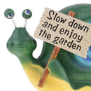 Exquisite Resin Holding Sign Shaking Eyes Snail Home Garden Decorative Craft Lawn Statues-Slow Down and Enjoy The Garden
