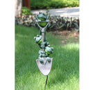 Fairy Garden Decoration Resin Stacking Frog Shovel Lawn Statue Ornament -Happy Family