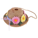 Backyard Exquisite Flower Straw Hat Figurine Art Craft Bird House Tree House Garden Fence Hanging Decorative Kit