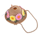 Backyard Exquisite Flower Straw Hat Figurine Art Craft Bird House Tree House Garden Fence Hanging Decorative Kit