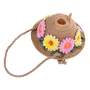 Backyard Exquisite Flower Straw Hat Figurine Art Craft Bird House Tree House Garden Fence Hanging Decorative Kit