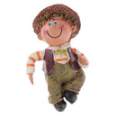 Set of 3pcs Different Pose Resin Straw Hat Boy Dolls Garden Flower Pot Hanging Decor Kits Playset