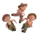Set of 3pcs Different Pose Resin Straw Hat Boy Dolls Garden Flower Pot Hanging Decor Kits Playset