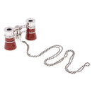 3X25 Opera Glasses Binoculars for Musical Concerts (Wine Red, with Chain)
