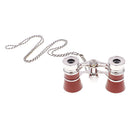 3X25 Opera Glasses Binoculars for Musical Concerts (Wine Red, with Chain)