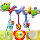 Cute Spiral Activity Stroller Car Seat Cot Lathe Hanging Bell Baby Play Travel Toys Newborn Baby Rattles Infant Soft Plush Toys Frog
