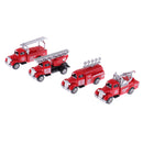 Kids Toy Model Diecast Car 1:64 Vehicle Model Set (4 Pieces) Collection Gift - Fire Truck