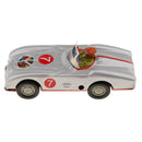 Vintage Mechanical Silver Racing Car Model Wind-up Clockwork Tin Toy for Kids/Adults Collectibles