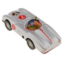 Vintage Mechanical Silver Racing Car Model Wind-up Clockwork Tin Toy for Kids/Adults Collectibles