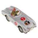 Vintage Mechanical Silver Racing Car Model Wind-up Clockwork Tin Toy for Kids/Adults Collectibles