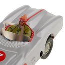 Vintage Mechanical Silver Racing Car Model Wind-up Clockwork Tin Toy for Kids/Adults Collectibles