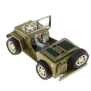 Vintage Army Green Jeep Clockwork Tin Toy Collectible Gift with Wind-Up Key