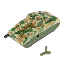 Vintage Camouflage Tank Clockwork Tin Toy Collectible Gift with Wind-Up Key
