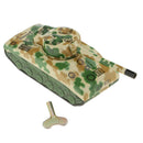 Vintage Camouflage Tank Clockwork Tin Toy Collectible Gift with Wind-Up Key