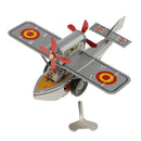 Vintage Style Silver Gray Wind Up Propeller Aircraft Tin Toys Collectible Gift for Kids Adults