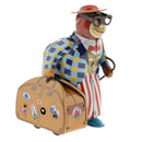 Retro Mechanical Wind Up Walking Old Monkey On Business with Suitcase and Crutch Model Tin Clockwork Toy Collectibles