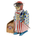 Retro Mechanical Wind Up Walking Old Monkey On Business with Suitcase and Crutch Model Tin Clockwork Toy Collectibles