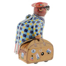Retro Mechanical Wind Up Walking Old Monkey On Business with Suitcase and Crutch Model Tin Clockwork Toy Collectibles