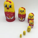 7Pcs Wooden Russian Nesting Dolls Handmade Lovely Baby Toys Cute Chicks Matryoshka Cartoon Animals Pattern Dolls Christmas Gifts