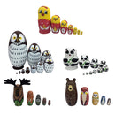 7Pcs Wooden Russian Nesting Dolls Handmade Lovely Baby Toys Cute Chicks Matryoshka Cartoon Animals Pattern Dolls Christmas Gifts