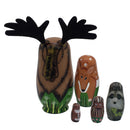5Pcs Wooden Russian Nesting Dolls Handmade Lovely Baby Toys Cute Elks Matryoshka Cartoon Animals Pattern Dolls Christmas Gifts