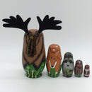 5Pcs Wooden Russian Nesting Dolls Handmade Lovely Baby Toys Cute Elks Matryoshka Cartoon Animals Pattern Dolls Christmas Gifts