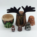 5Pcs Wooden Russian Nesting Dolls Handmade Lovely Baby Toys Cute Elks Matryoshka Cartoon Animals Pattern Dolls Christmas Gifts