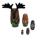 5Pcs Wooden Russian Nesting Dolls Handmade Lovely Baby Toys Cute Elks Matryoshka Cartoon Animals Pattern Dolls Christmas Gifts