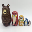 Wooden Russian Nesting Dolls 5Pcs Cute Bears Traditional Wishing Matryoshka Sorting and Stacking Dolls Handmade Meaningful Kids Toys/Birthday Christmas Gifts Home Decoration