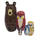 Wooden Russian Nesting Dolls 5Pcs Cute Bears Traditional Wishing Matryoshka Sorting and Stacking Dolls Handmade Meaningful Kids Toys/Birthday Christmas Gifts Home Decoration