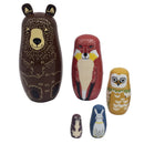 Wooden Russian Nesting Dolls 5Pcs Cute Bears Traditional Wishing Matryoshka Sorting and Stacking Dolls Handmade Meaningful Kids Toys/Birthday Christmas Gifts Home Decoration