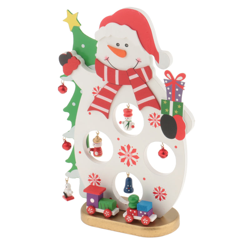 1 Set Wooden Christmas Snowman with Bells Table Ornaments Living Room Home Party Decoration Children Kids Xmas Gifts