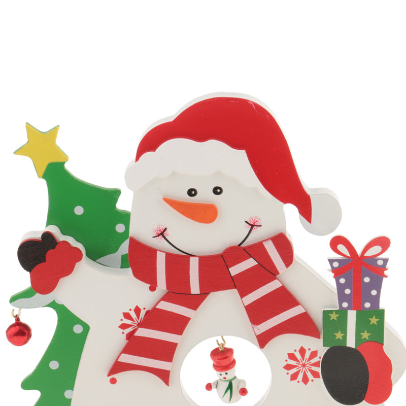 1 Set Wooden Christmas Snowman with Bells Table Ornaments Living Room Home Party Decoration Children Kids Xmas Gifts