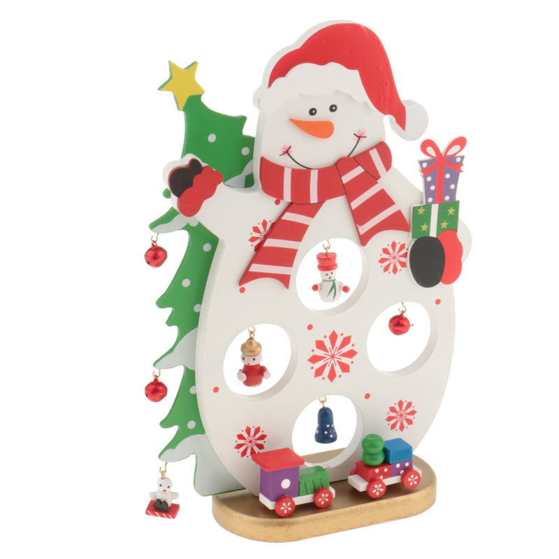 1 Set Wooden Christmas Snowman with Bells Table Ornaments Living Room Home Party Decoration Children Kids Xmas Gifts