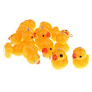 Pack of 12pcs12 Plastic Cute Yellow Duck Model Animal Figures Keychain Hanging Pendant DIY Making Kids Toy Gift
