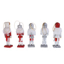 5Pcs 12cm Tall Glitter Christmas Wooden Nutcracker Figurines Drummers Soldier Ornaments on Stand for Indoor Outdoor Xmas/Event/Wedding Decoration
