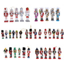 5Pcs 12cm Tall Glitter Christmas Wooden Nutcracker Figurines Drummers Soldier Ornaments on Stand for Indoor Outdoor Xmas/Event/Wedding Decoration