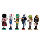 6Pcs Traditional Nutcrackers Puppets in Classical Suit 12cm Tall Handmade Wooden Nutcrackers Christmas Tree Decorations Children Kids Xmas Gifts