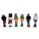 6Pcs Traditional Nutcrackers Puppets in Classical Suit 12cm Tall Handmade Wooden Nutcrackers Christmas Tree Decorations Children Kids Xmas Gifts