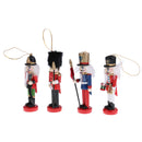 4Pcs 12cm Christmas Decorations Wooden Soldiers Nutcracker Puppets Figures Pendants Christmas Ornaments Home Office Table Desk Decor