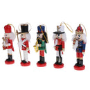5Pcs 12cm Handpainted Wooden Nutcracker Figurines Hold Saxophone Nut Cracker Dolls Christmas Ornaments Home Table Standing Decoration Collectibles Gifts
