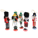 6Pcs 12cm Handpainted Wooden Nutcracker Figurines Nut Cracker Dolls Christmas Ornaments Home Table Standing Decoration Collectibles Gifts