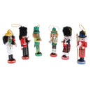 6Pcs 12cm Handpainted Wooden Nutcracker Figurines Nut Cracker Dolls Christmas Ornaments Home Table Standing Decoration Collectibles Gifts